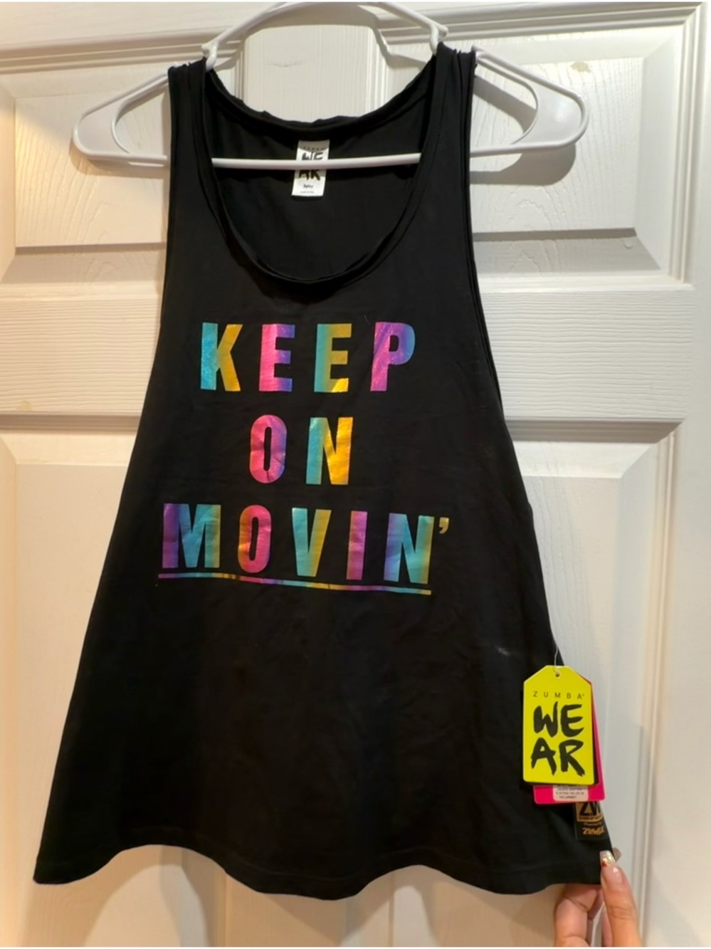 Zumba Instructor Tank Top with Rainbow 'Keep On Movin'' Graphic